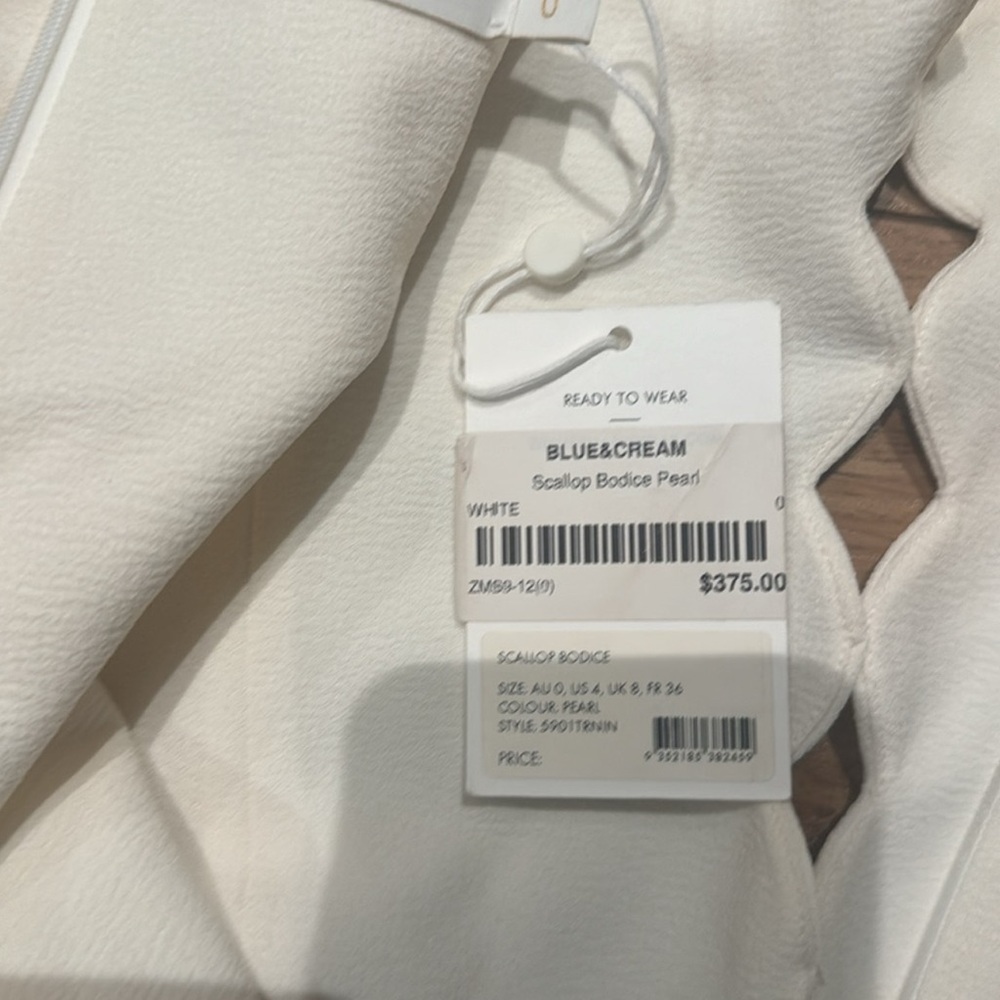 Zimmermann Cream Crop Blouse with Cut Out Mandarin Collar - Picture 3 of 4